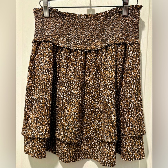 Rails Addison Animal Print Smocked Mini Skirt In Chestnut Abstract Animal Print - Picture 5 of 6